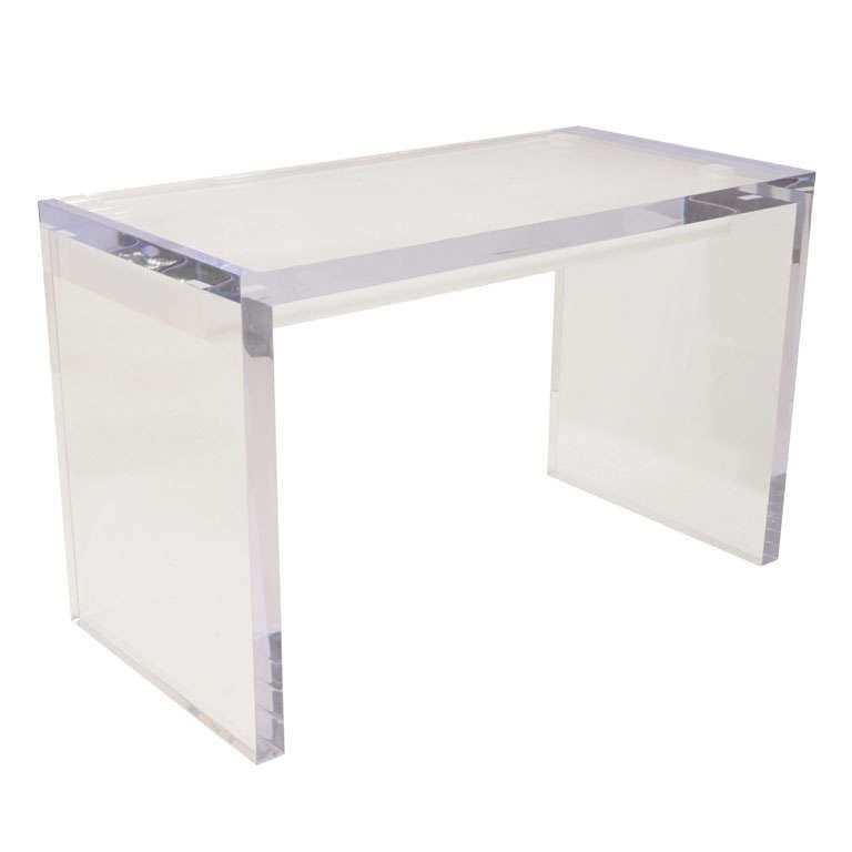 Large Clear Lucite Writing Desk with Drawers