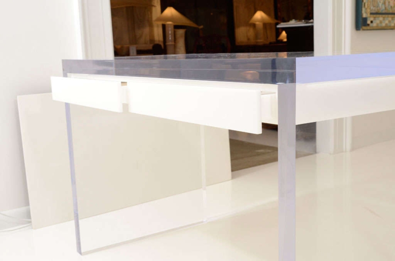 Large Modern Lucite Writing Desk with Drawers