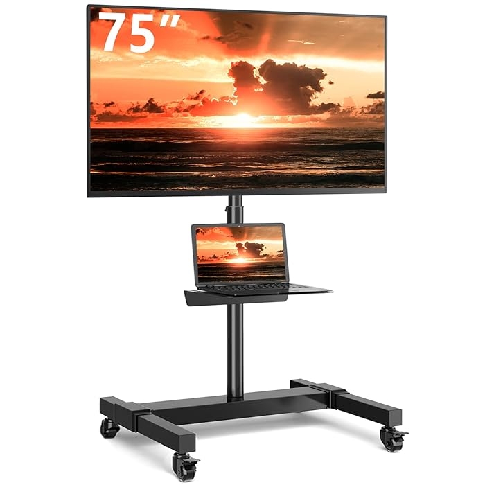 Large Rolling Mobile TV Stand for 32-75 Inch Screens