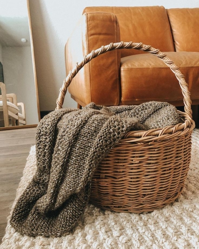 Large Woven Blanket Basket for Cozy Storage