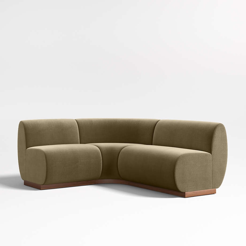Leandro Hazel Green Single L-Shaped Loveseat Dining Banquette with ...