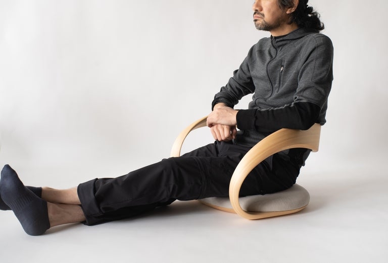 Legless Floor Chair Japanese Modern Style Bentwood Chair at 1stDibs ...