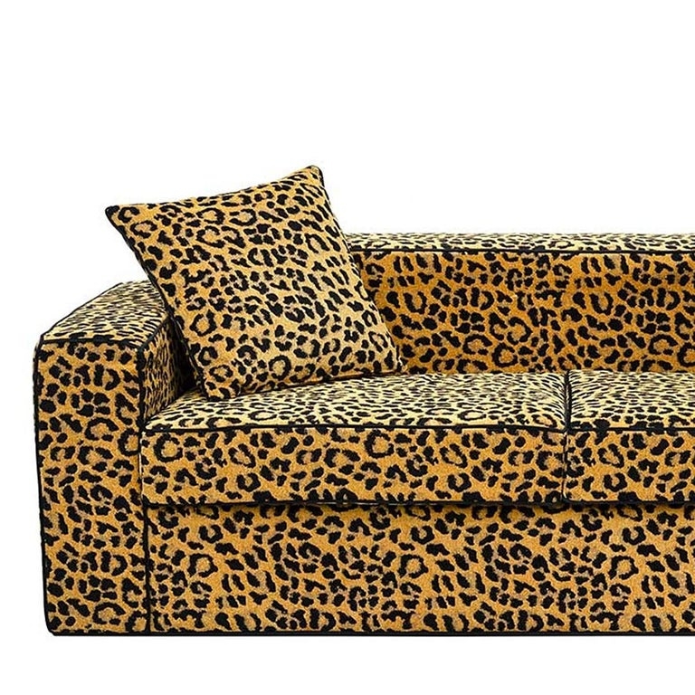 Leopard Print 2-Seat Sofa with Matching Cushion