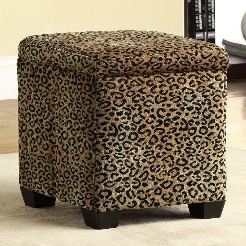 Leopard Print Fabric Storage Ottoman for Stylish Spaces