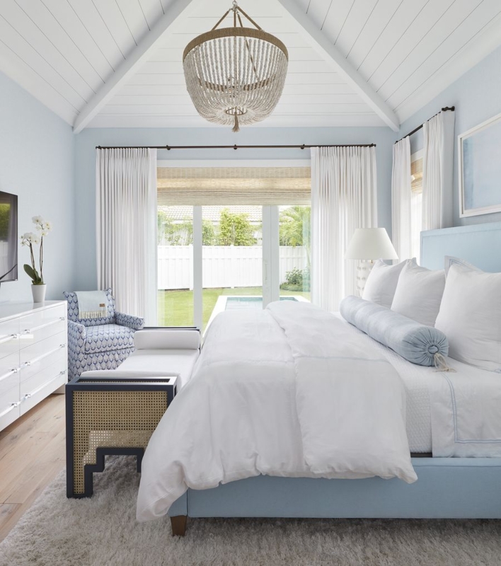 Light Blue Coastal Bedroom with Bright Natural Light