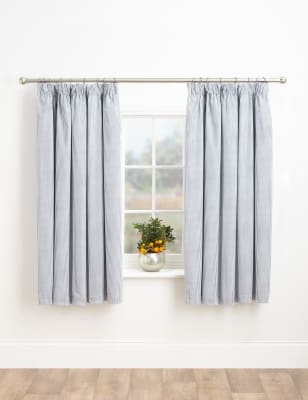 Light Blue Ticking Stripe Blackout Curtains