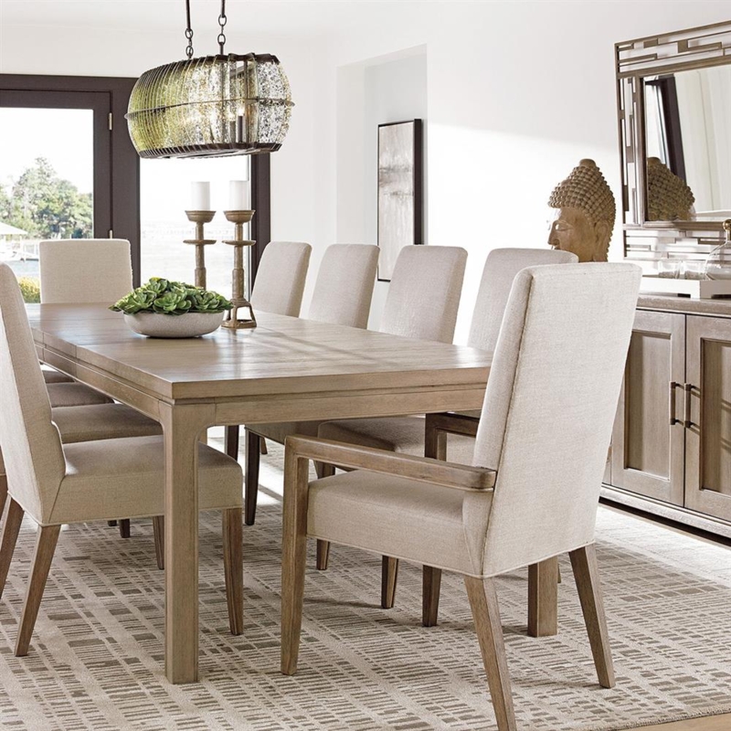 Light Grey Wood Extendable Rectangular Dining Table