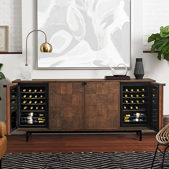 Loire American Oak Wine Credenza with Integrated Coolers