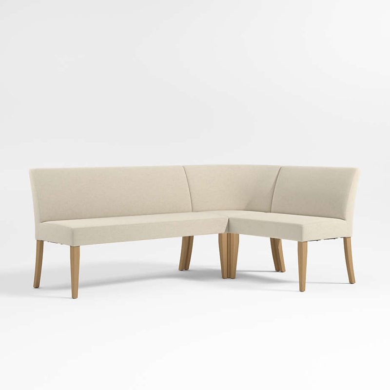 Lowe Ivory L-Shaped Dining Banquette with Wood Legs