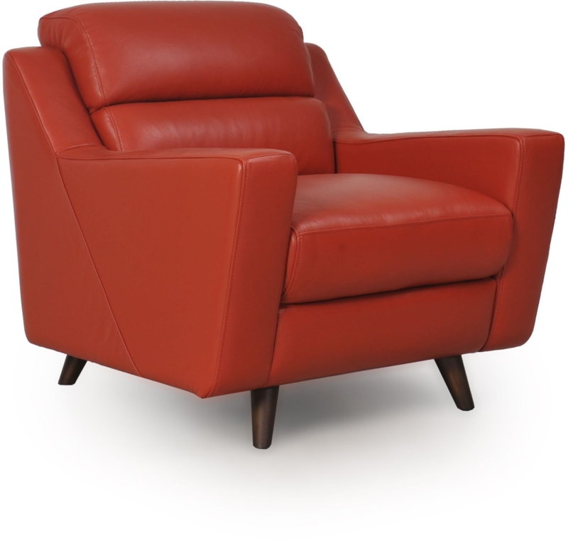 Lucia Brick Red Leather Accent Chair by Moroni