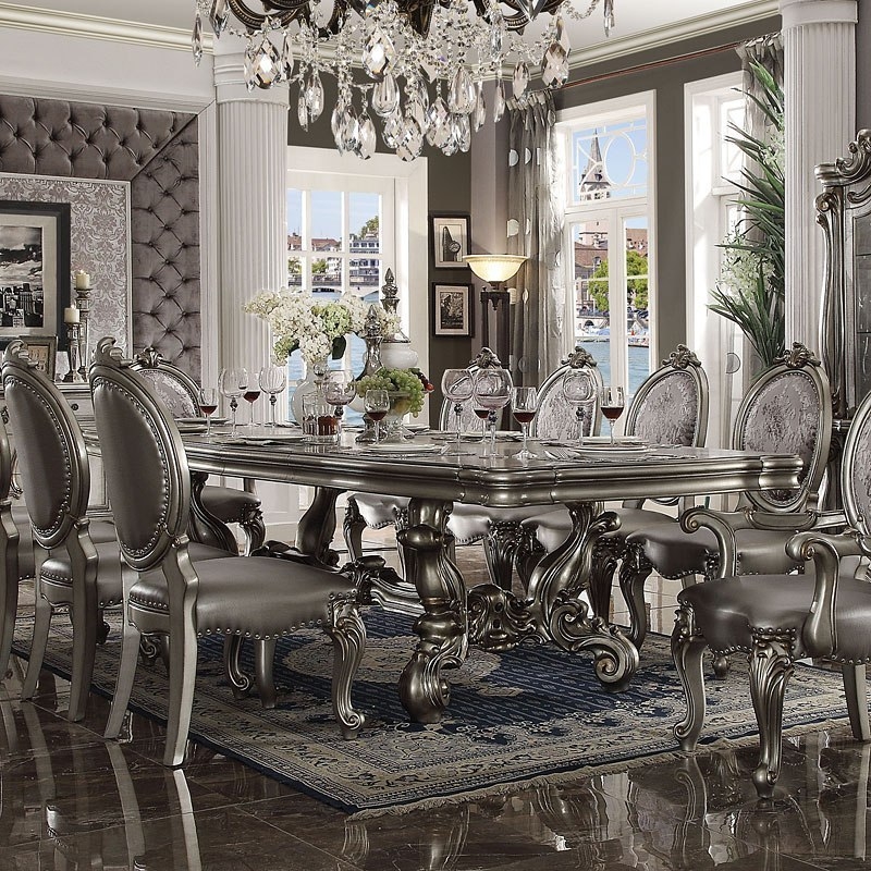 Luxurious Antique Platinum Versailles Dining Room Set