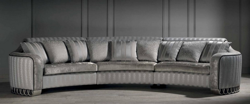 Luxurious Gray Half Moon Curved Sofa Design