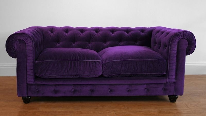 Luxurious Purple Velvet Chesterfield Sofa