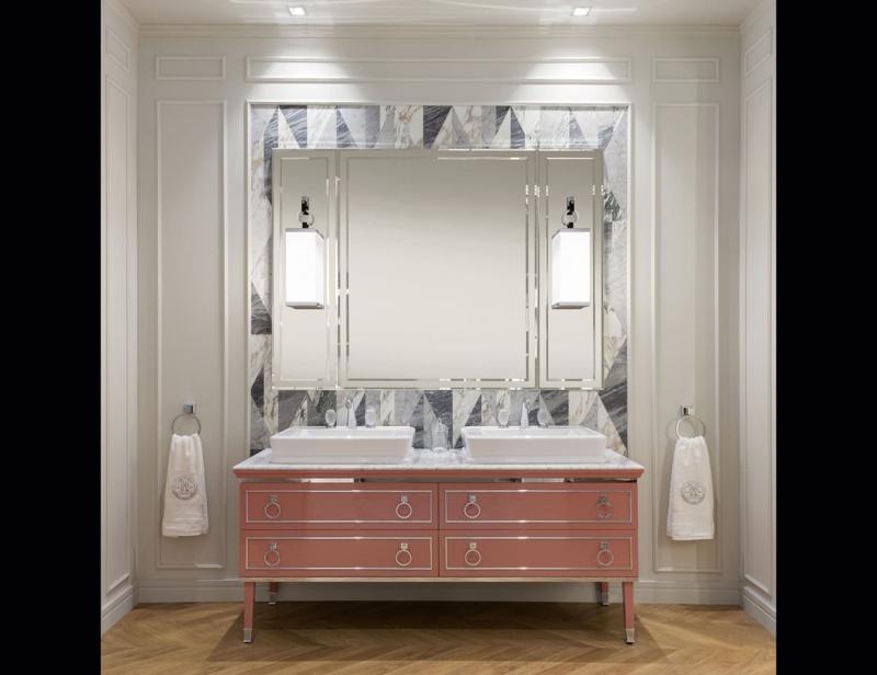 Luxury Art Deco Italian Bathroom Vanity with Marble