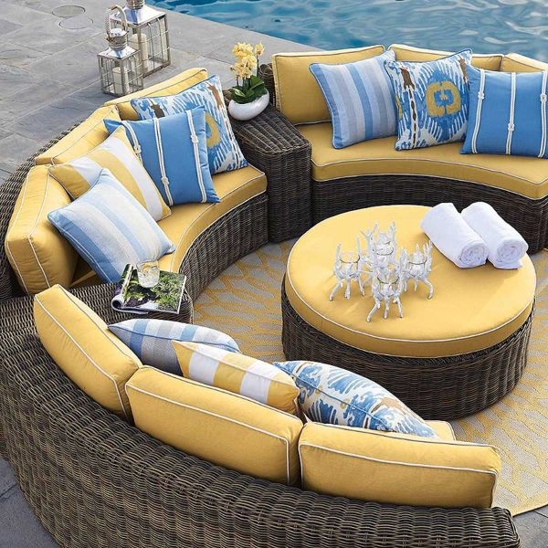 Luxury Half Moon Outdoor Wicker Sofa Set