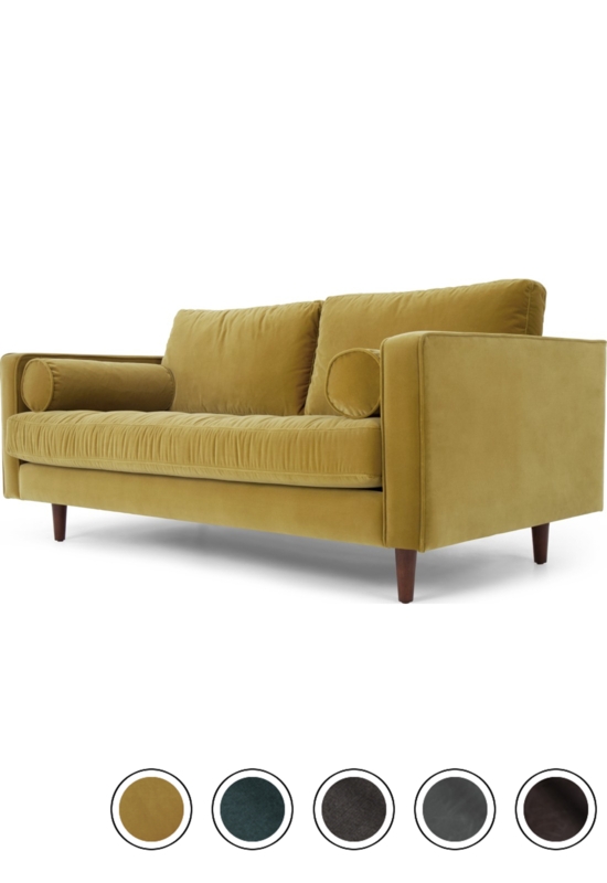 MADE Large 2 Seater Sofa, Gold Cotton Velvet. Express delivery. Scott 2 ...