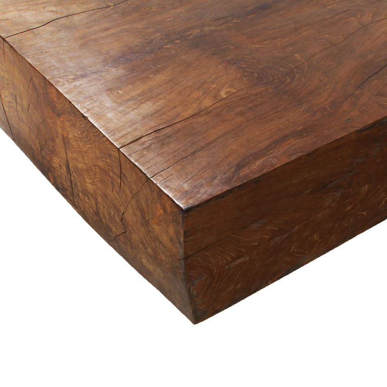 Massive Solid Teak Wood Block Coffee Table