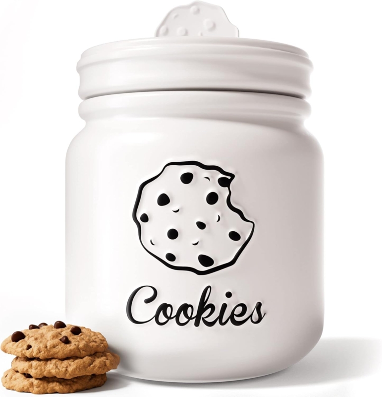 Matte White Ceramic Airtight Cookie Jar with Lid