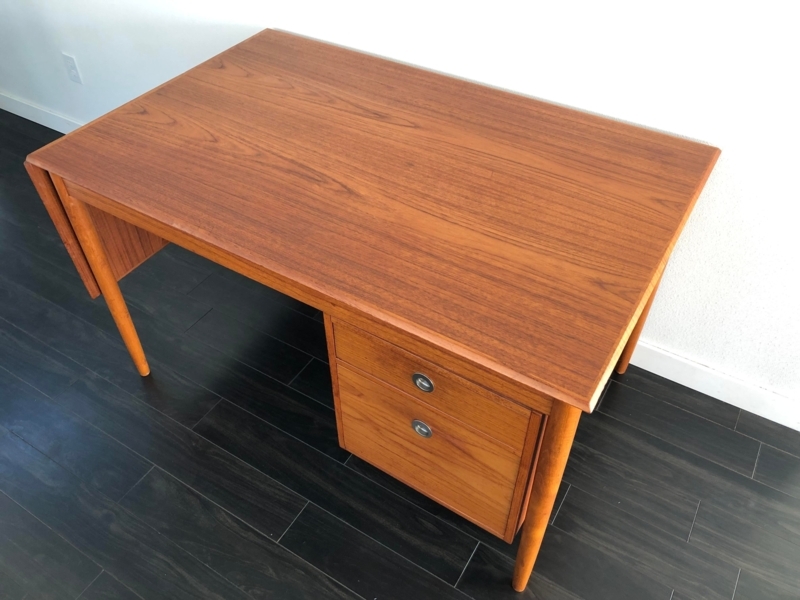 Mid-Century Danish Modern Teak Desk with Extension Leaf