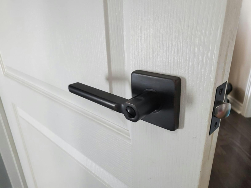 Mid Century Modern Black Push Button Door Lever