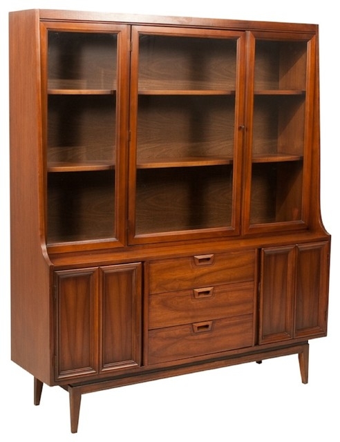 Mid Century Modern Danish Walnut Glass Hutch