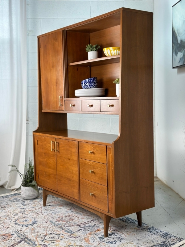 Mid-Century Modern Kroehler Wooden Hutch Storage