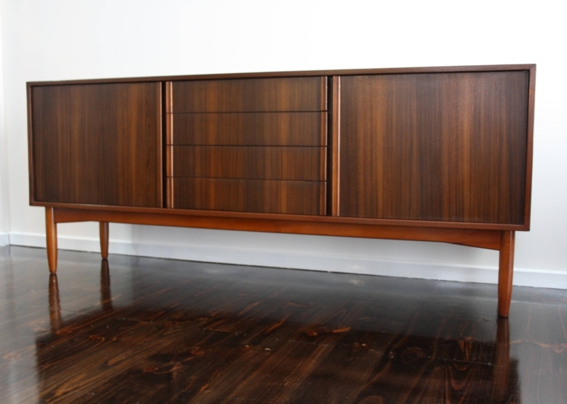 Mid-Century Modern Long Wooden Sideboard
