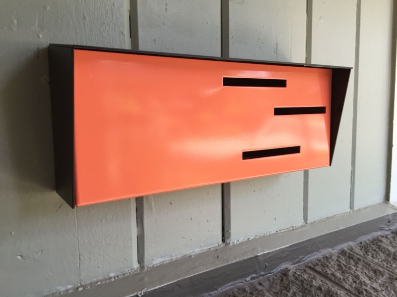 Mid Century Modern Minimalist Orange Mailbox Design