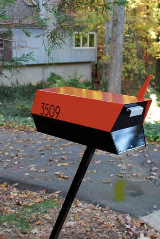 Mid Century Modern Orange and Black Outdoor Mailbox