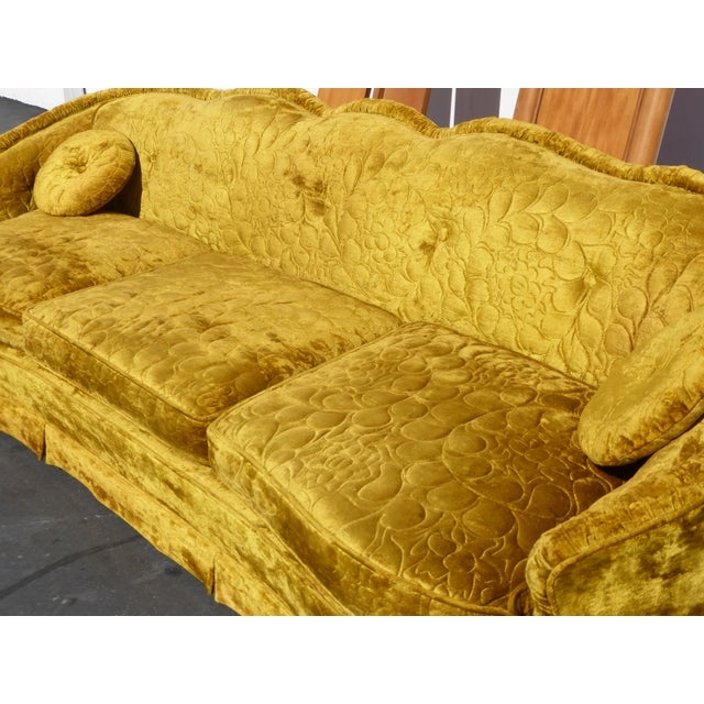 Mid Century Modern Royal Gold Velvet Sofa