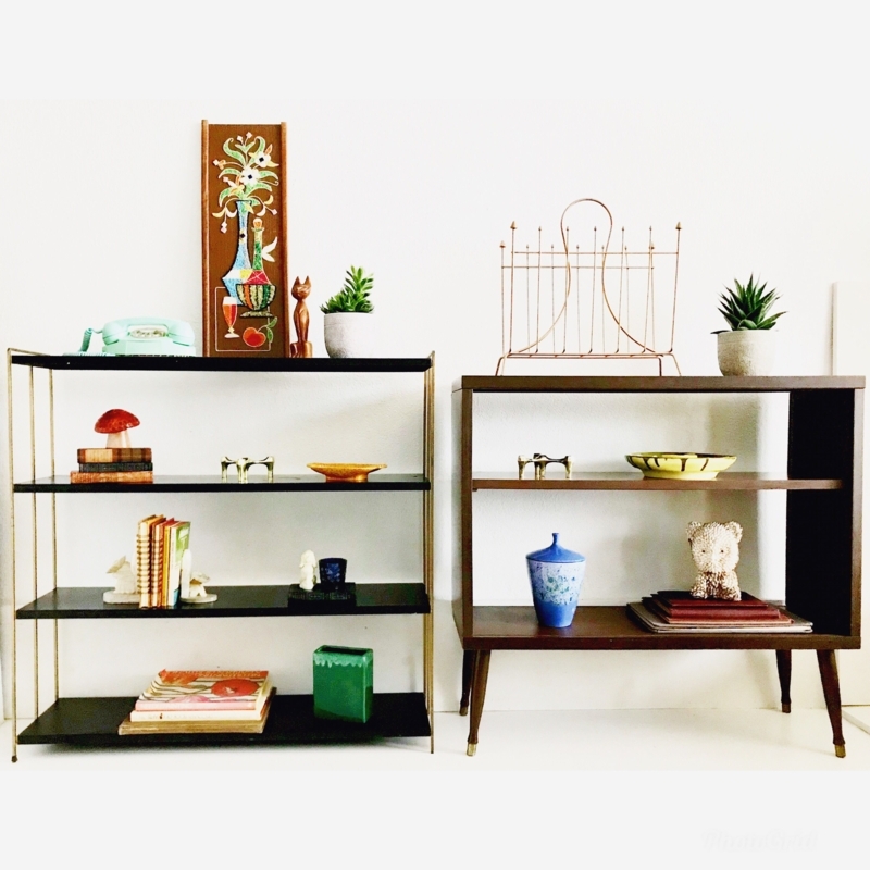 Mid Century Modern Shelves with Vintage Accents