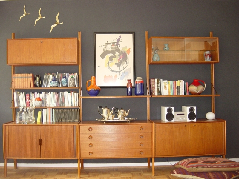 Mid Century Modern Teak Wall Shelving Unit