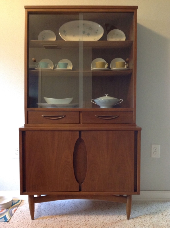 Mid-Century Modern Vintage China Cabinet with Glass Doors