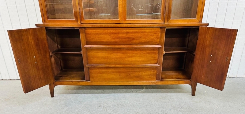 Mid-Century Modern Walnut China Cabinet with Storage