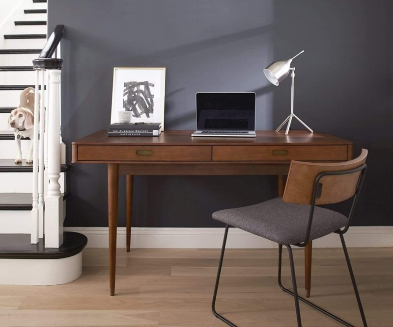 Mid-Century Modern Walnut Desk with Stylish Chair