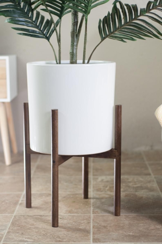 Mid Century Modern White Ceramic Plant Stand