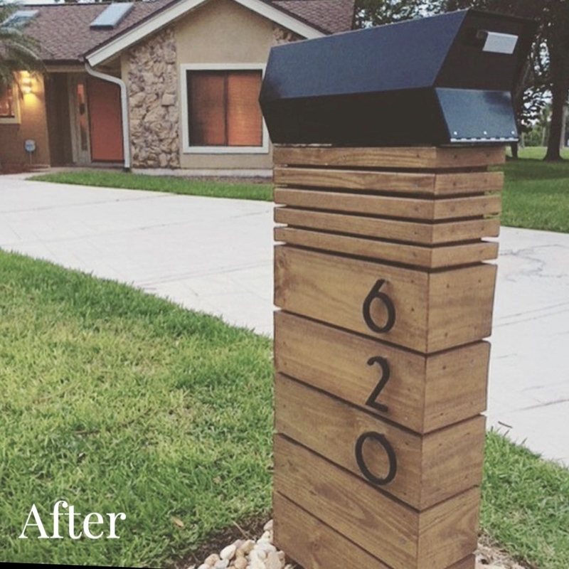 Mid-Century Modern Wooden Mailbox with Metal Top Design