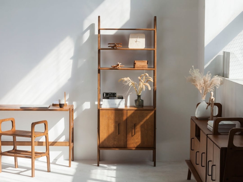 Mid Century Modern Wooden Modular Shelving Unit Design