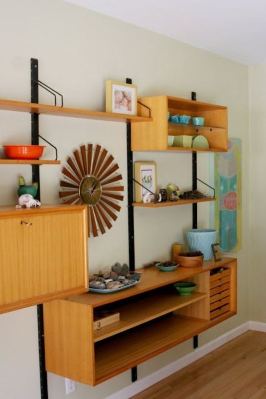 Mid Century Modern Wooden Open Shelving Unit