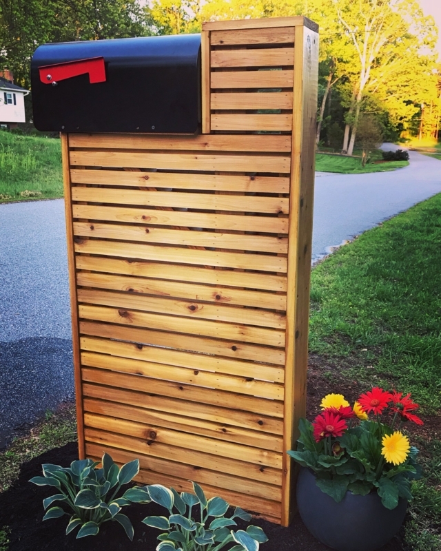 Mid Century Modern Wooden Slatted Mailbox Design