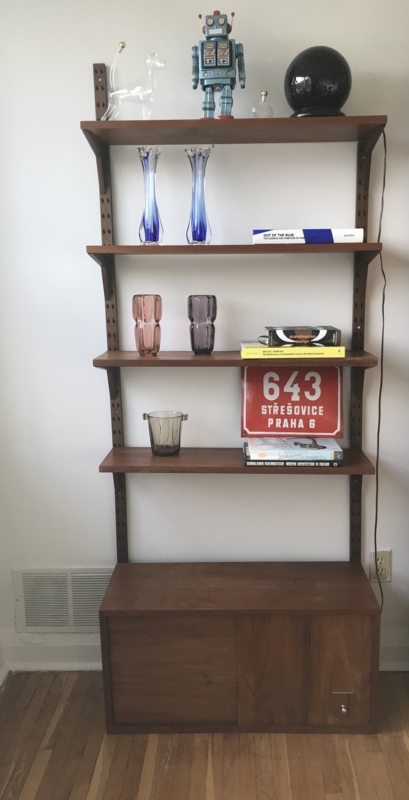 Mid Century Modern Wooden Wall-Mounted Shelving Unit