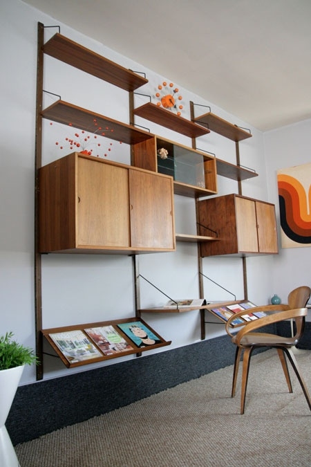 Mid-Century Modern Wooden Wall Storage Unit