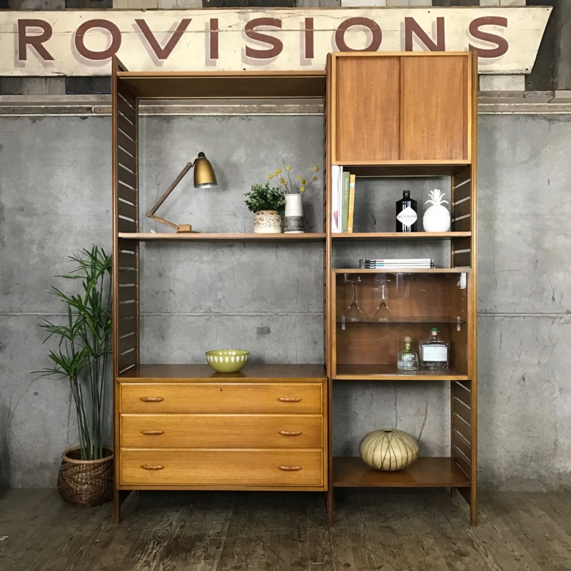 Mid Century Mustard Ladderax Modular Shelving Unit