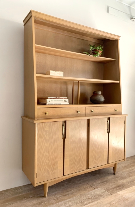 Mid Century White Oak Hutch with Storage