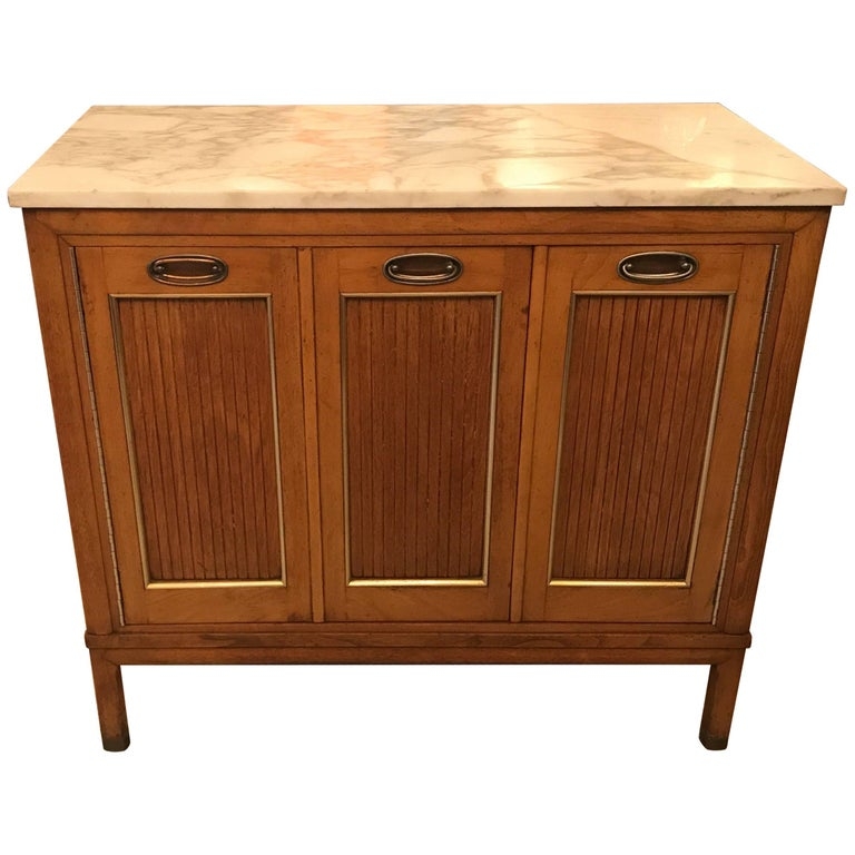 Midcentury Marble-Top Server Bar Cabinet at 1stDibs