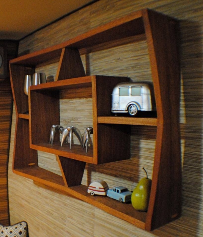 Midcentury Modern Geometric Wooden Wall Shelf
