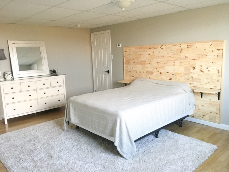 Minimalist Bedroom with Built-in Floating Headboard Shelves