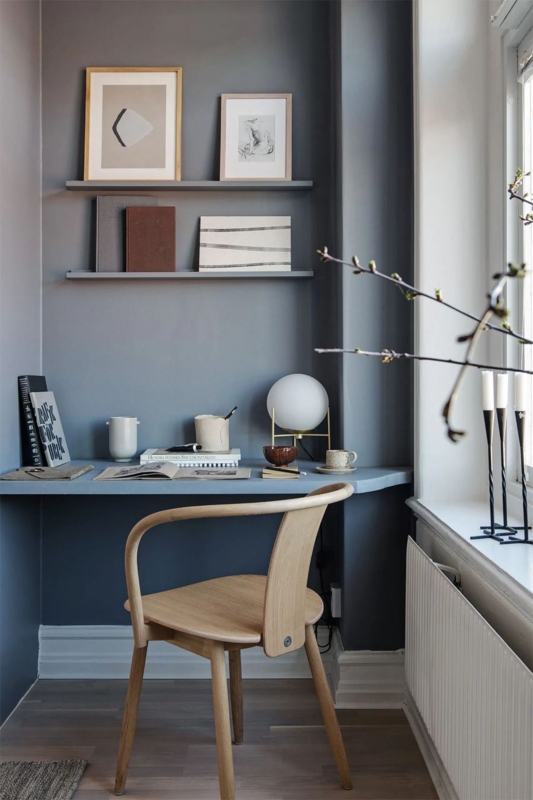 Minimalist Scandinavian Home Office with Floating Desk