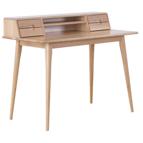Minimalist Scandinavian Oak Desk with Storage Drawers