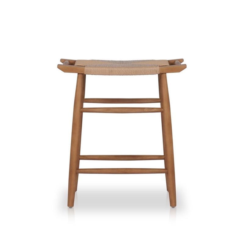 Minimalist Wooden Bar Stool with Woven Seat